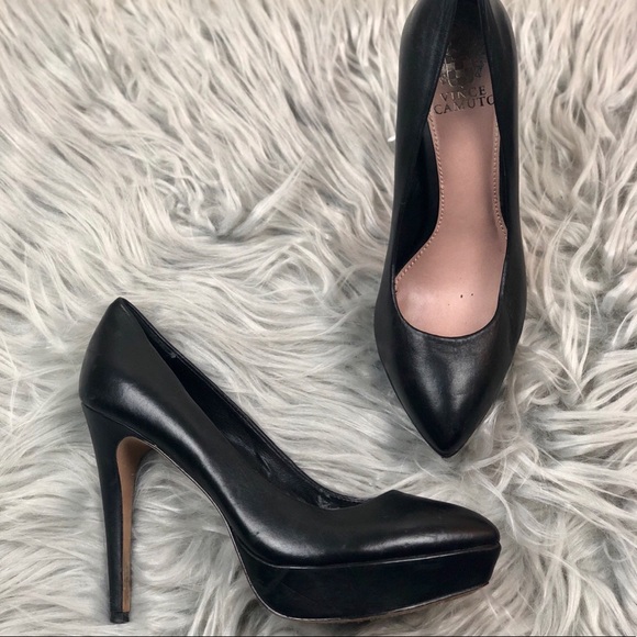 Vince Camuto Shoes - Vince Camuto Black Leather Platform Pumps
